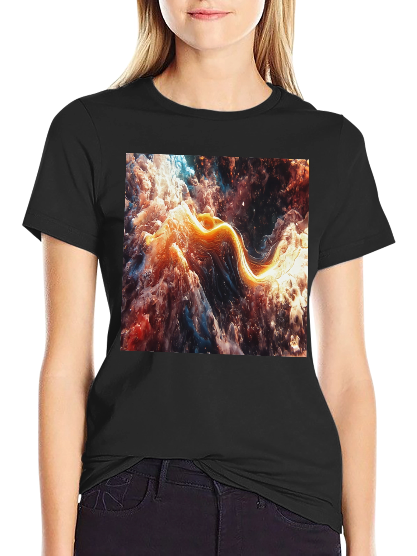 Abstract Nebula Graphic Black T-Shirt