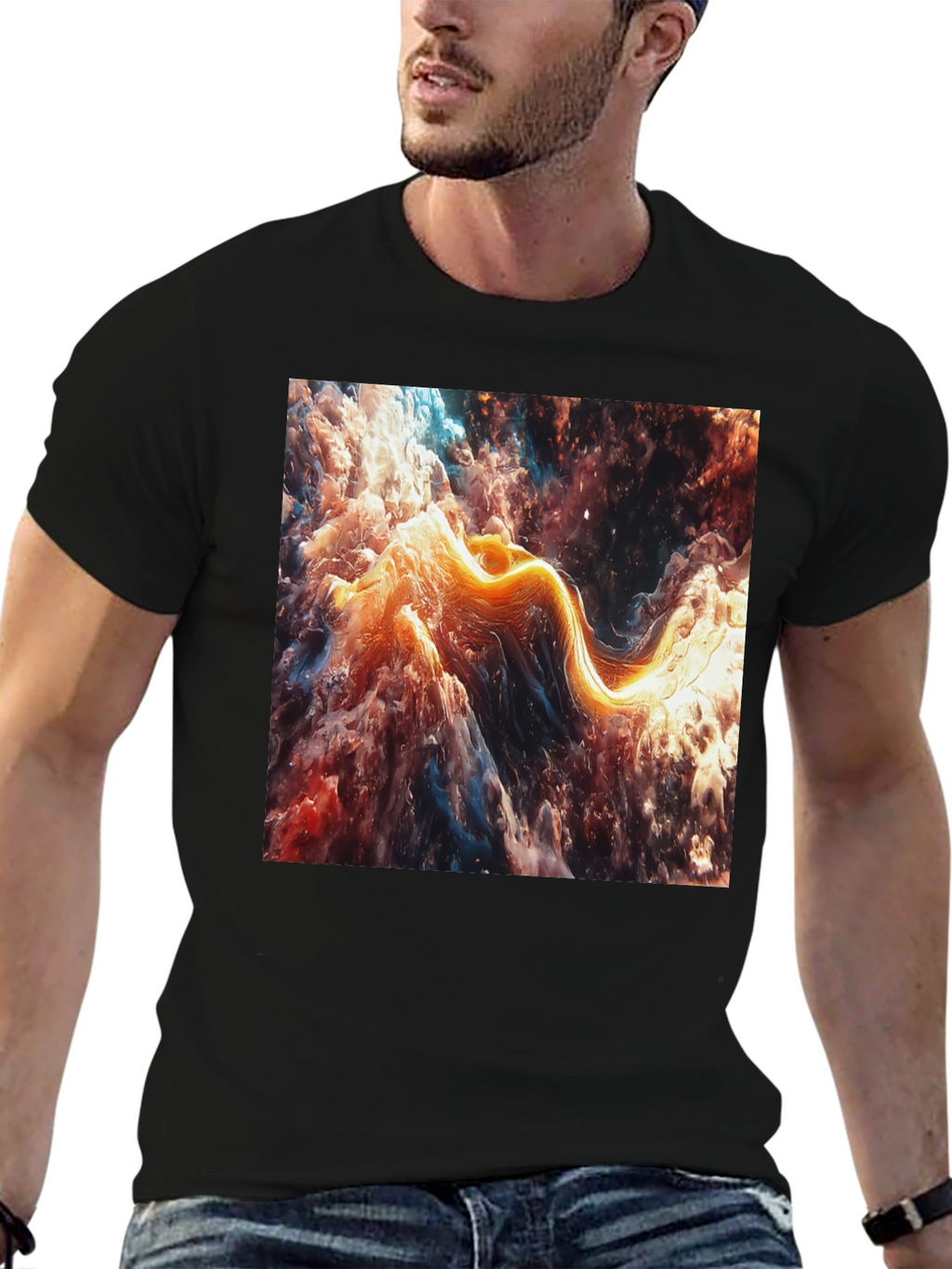 Abstract Nebula Graphic Black T-Shirt