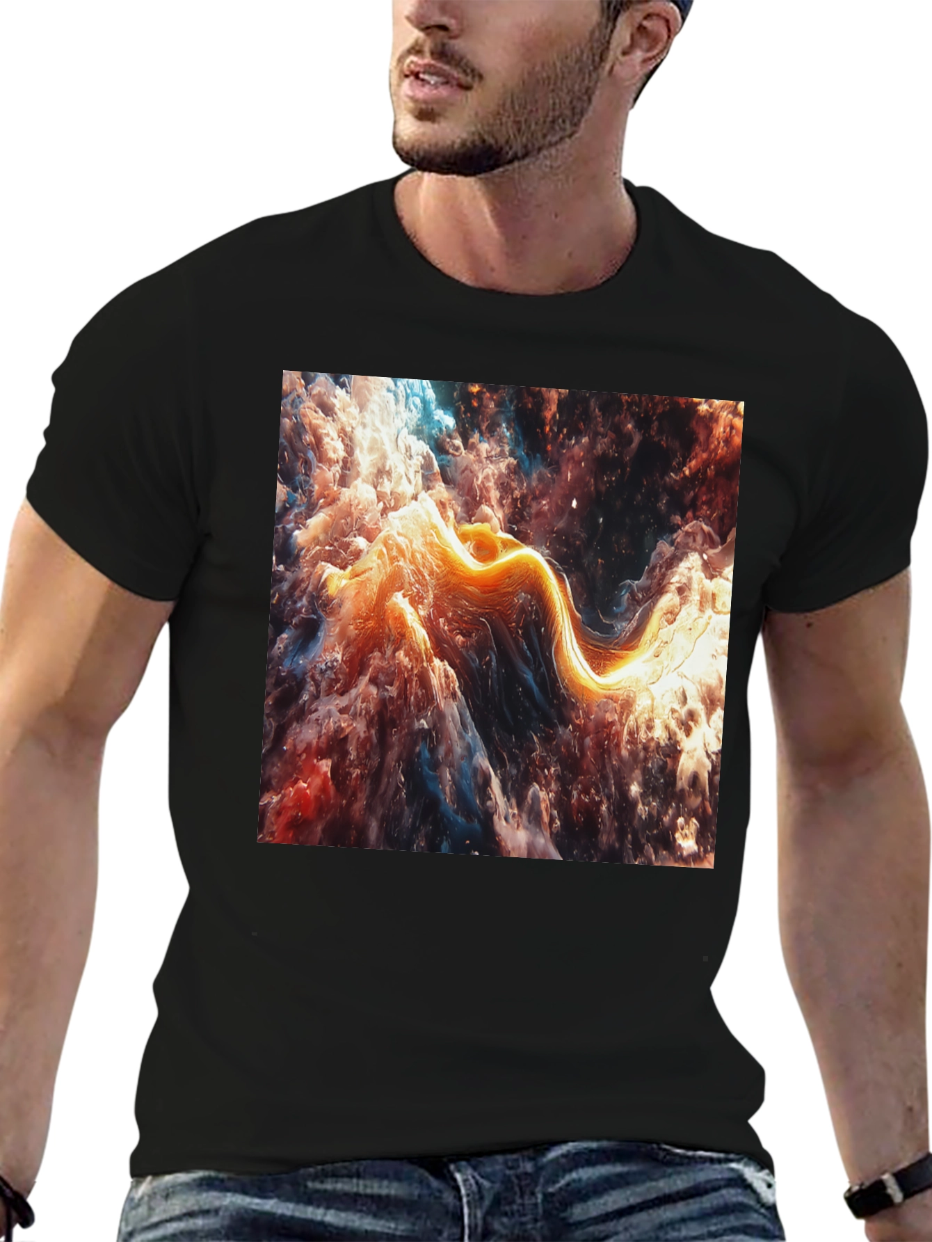 Abstract Nebula Graphic Black T-Shirt