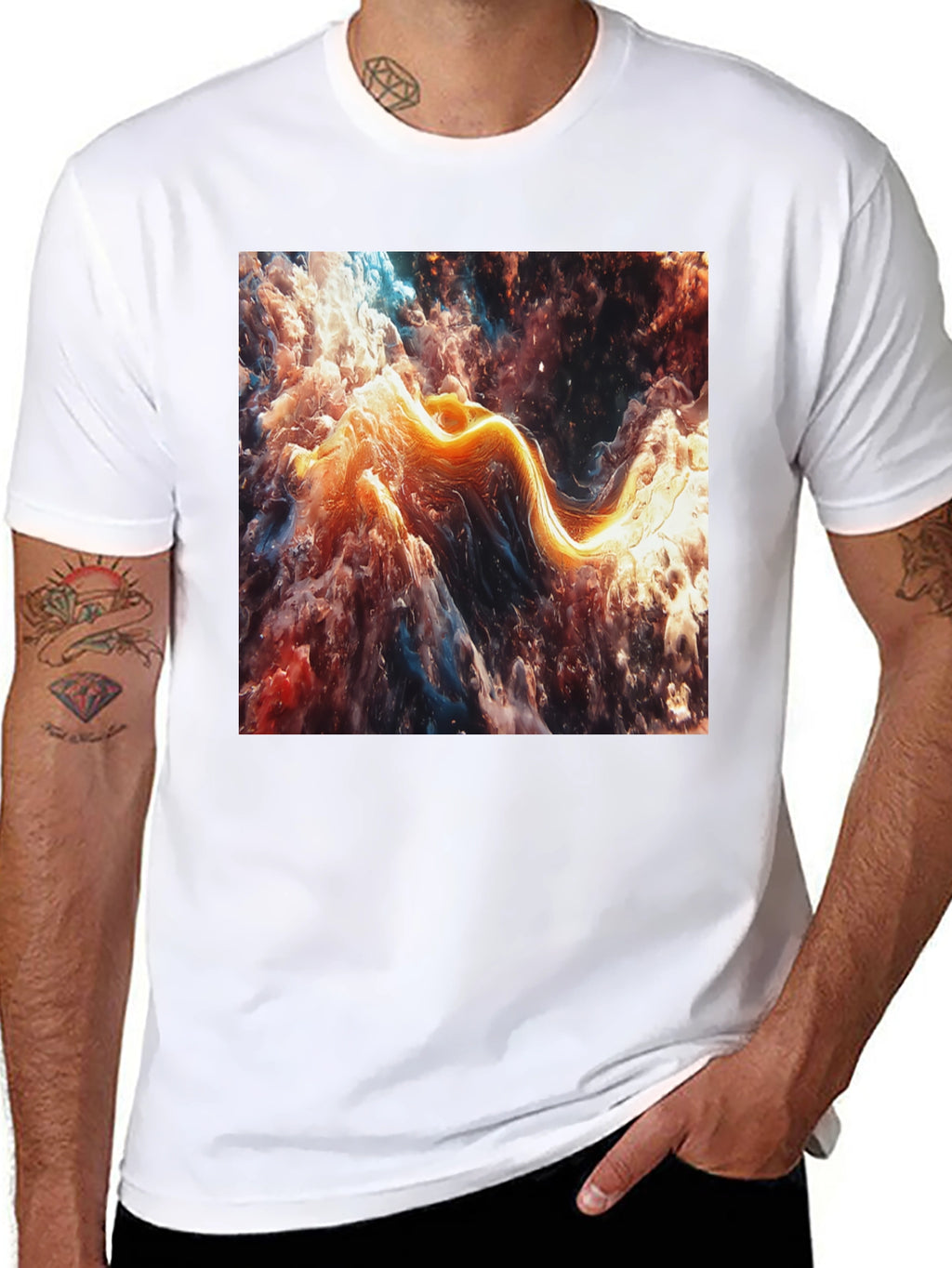 Abstract Nebula Graphic Black T-Shirt