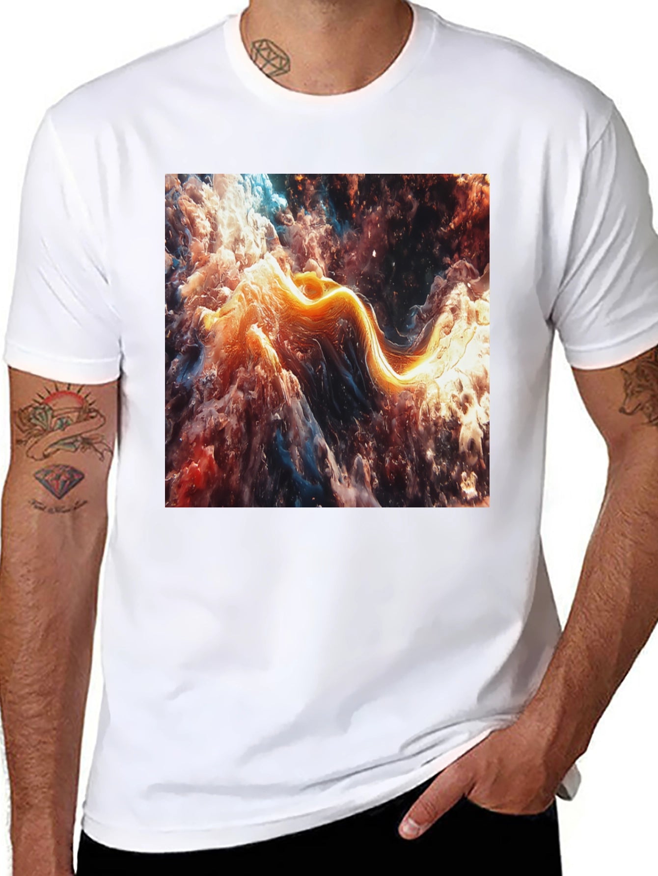 Abstract Nebula Graphic Black T-Shirt