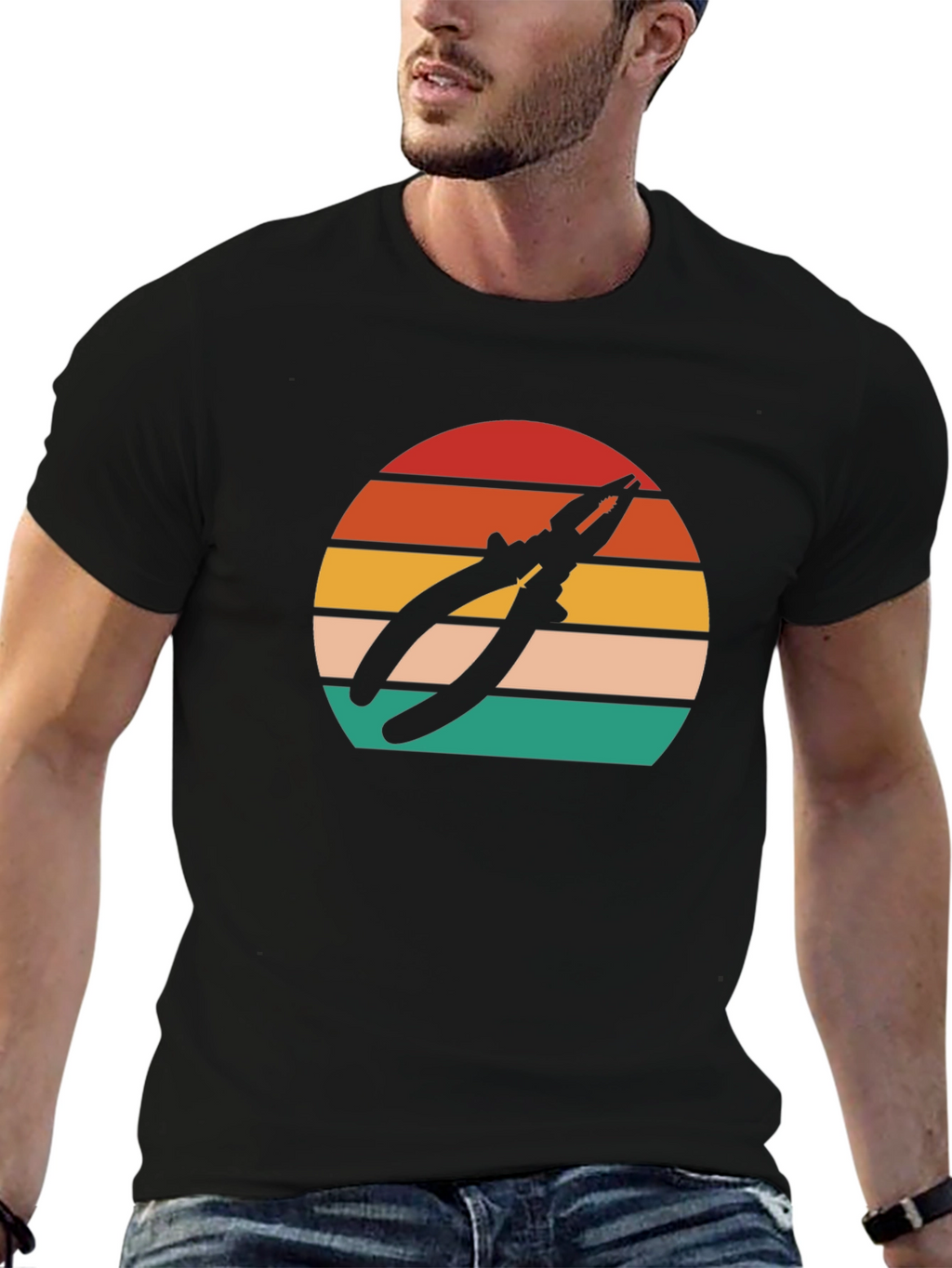 Pliers Sunset Graphic T-Shirt - Black Cotton Tee