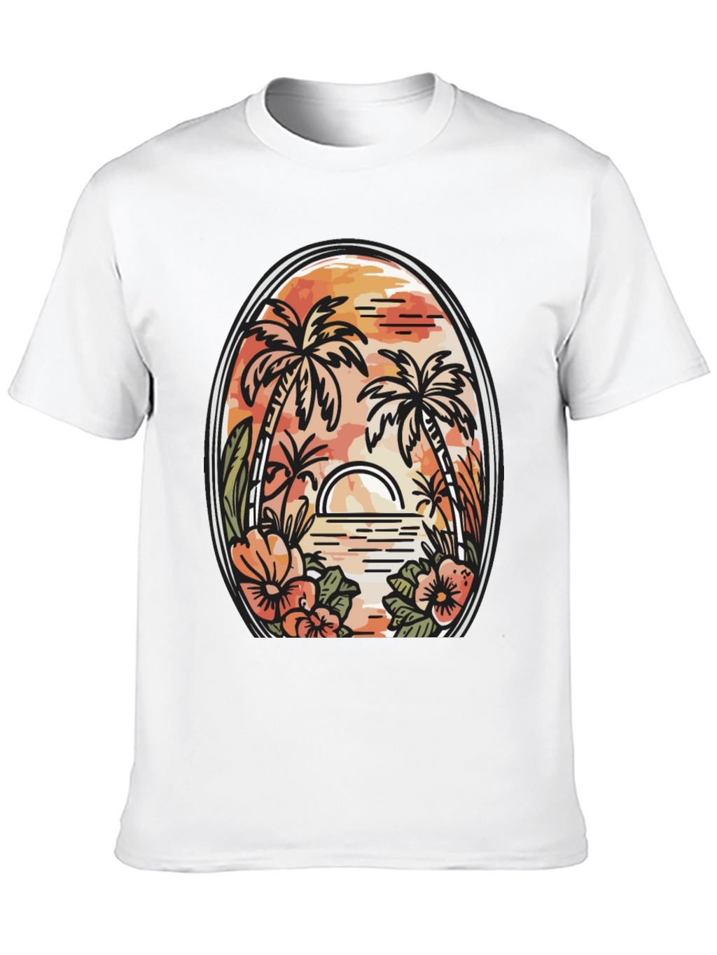 Tropical Sunset Graphic Tee - Black