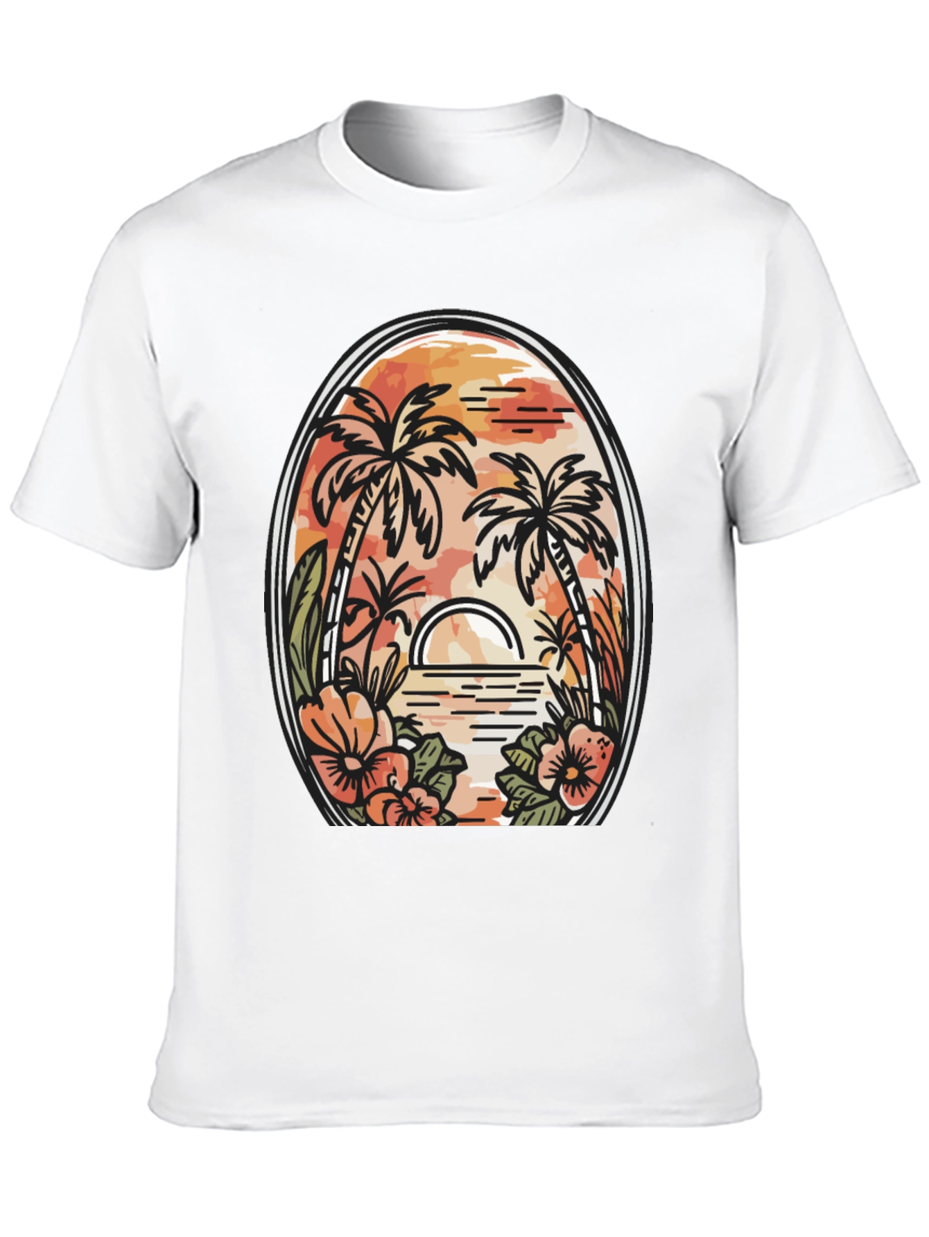 Tropical Sunset Graphic Tee - Black