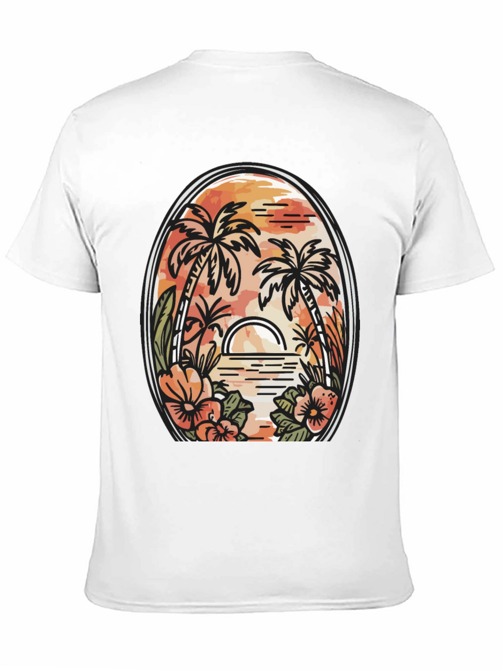 Tropical Sunset Graphic Tee - Black