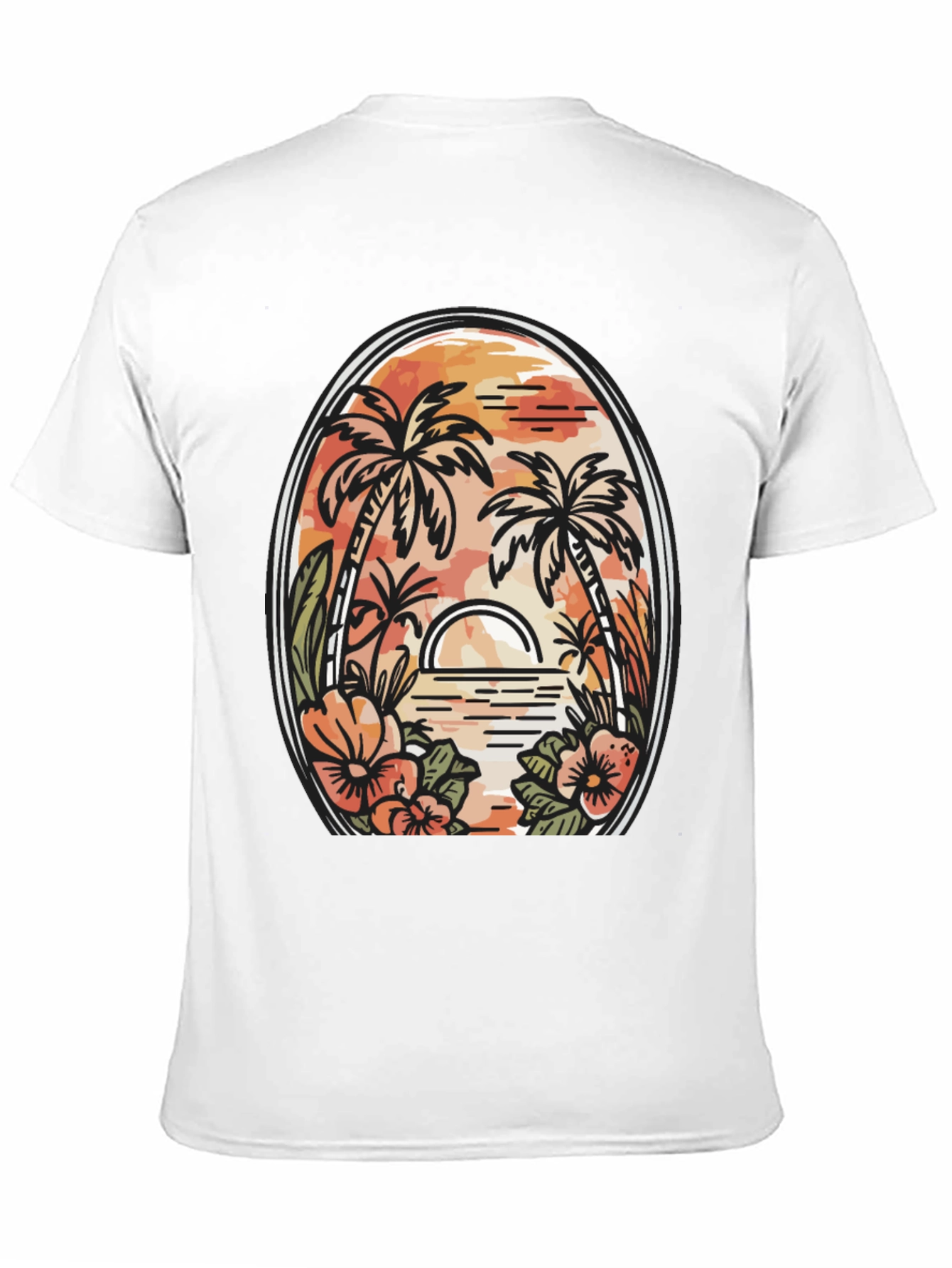 Tropical Sunset Graphic Tee - Black