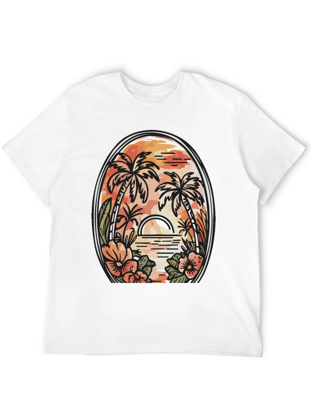 Tropical Sunset Graphic Tee - Black