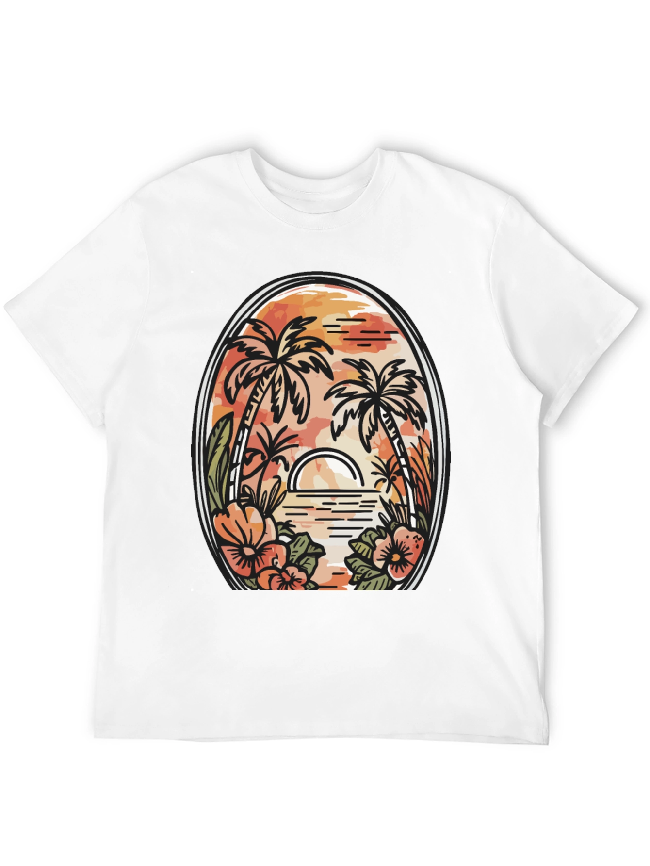 Tropical Sunset Graphic Tee - Black