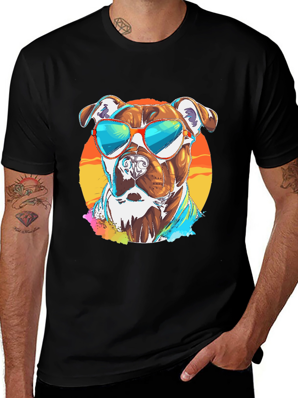 Cool Dog Graphic T-Shirt - Mens Black Tee