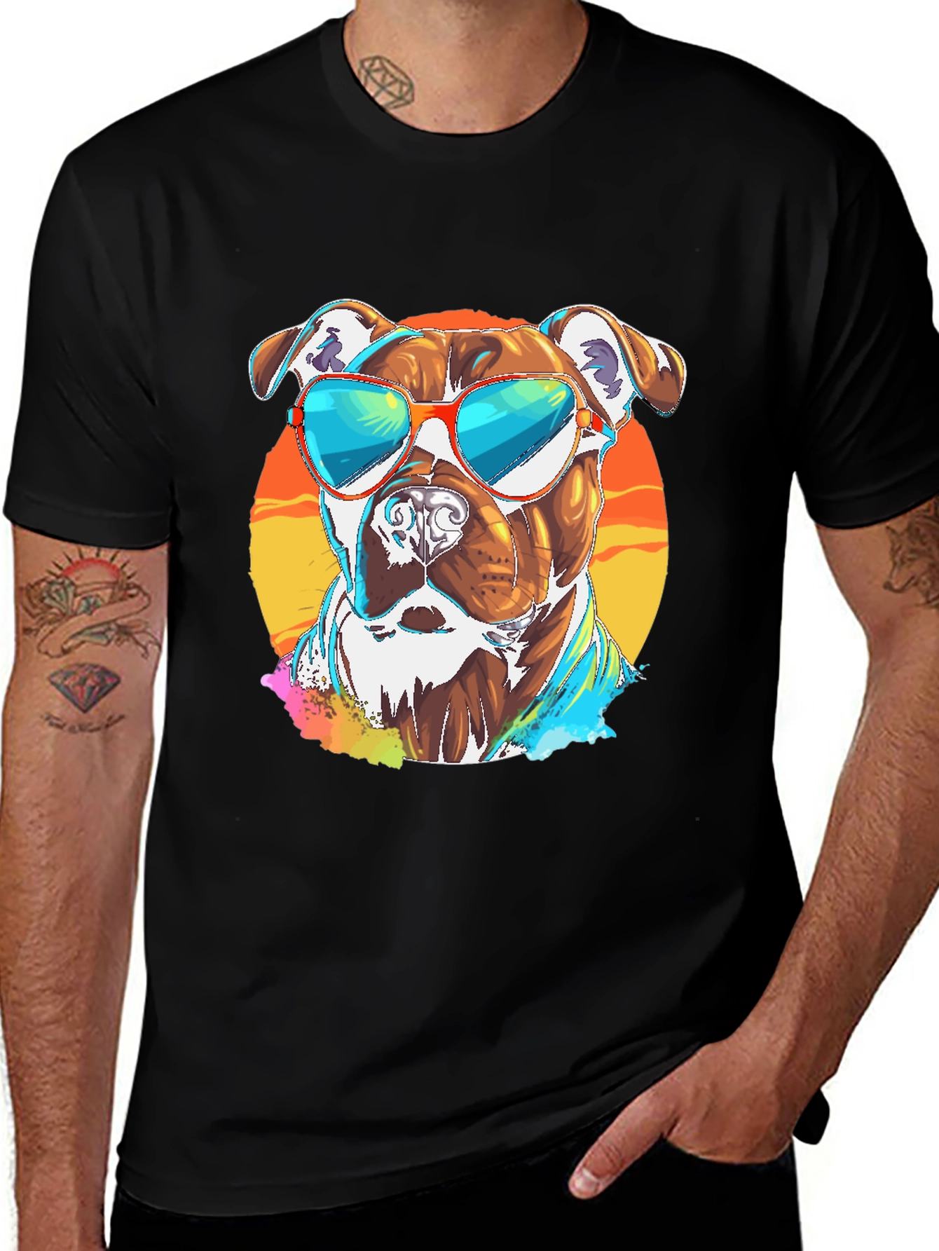 Cool Dog Graphic T-Shirt - Mens Black Tee