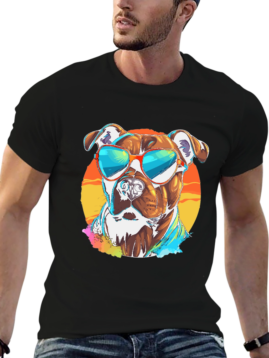 Cool Dog Graphic T-Shirt - Mens Black Tee