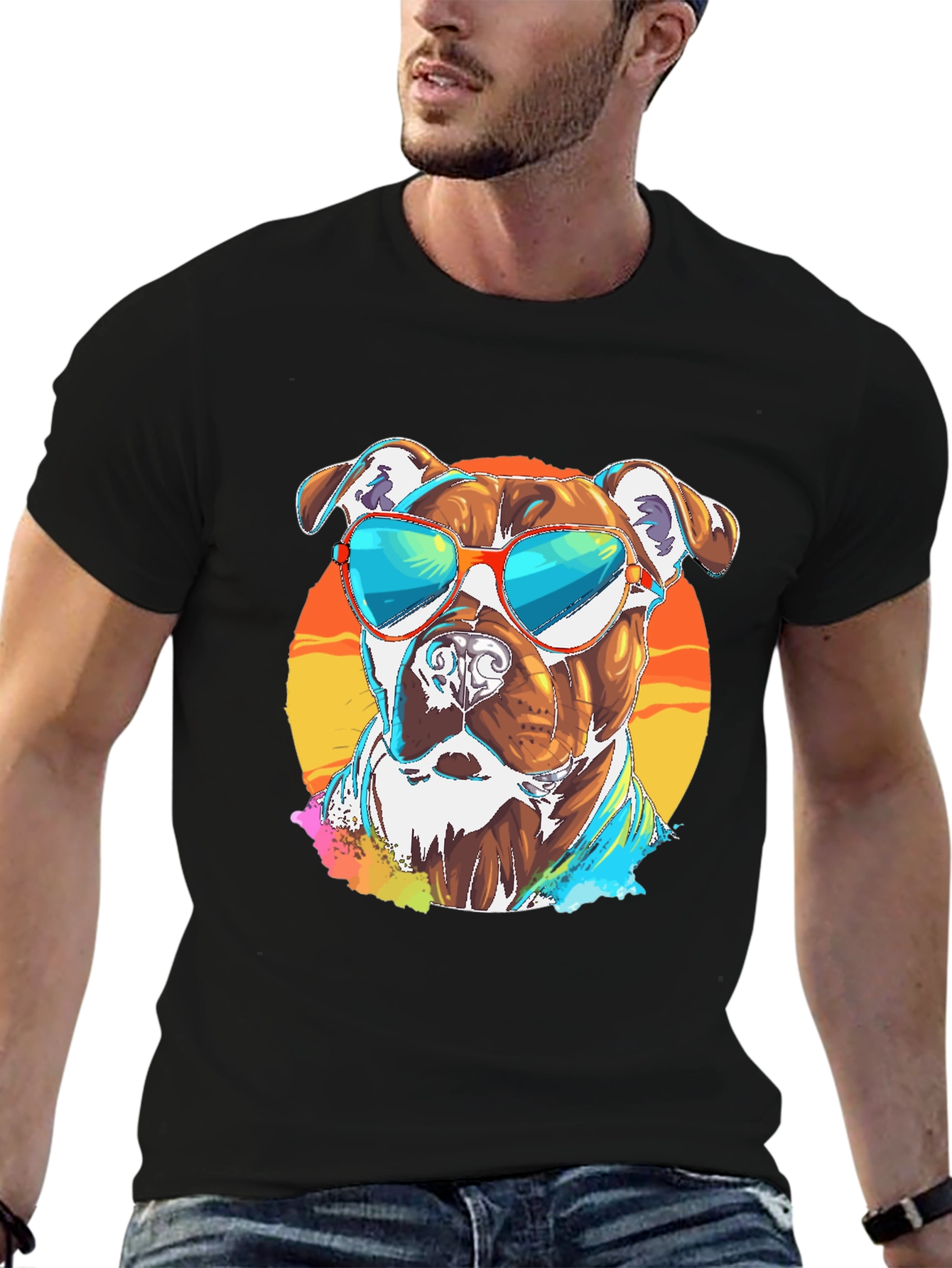 Cool Dog Graphic T-Shirt - Mens Black Tee
