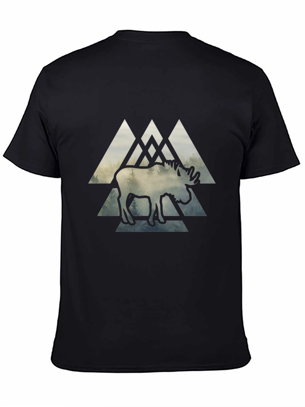 Moose Graphic Print Black T-Shirt