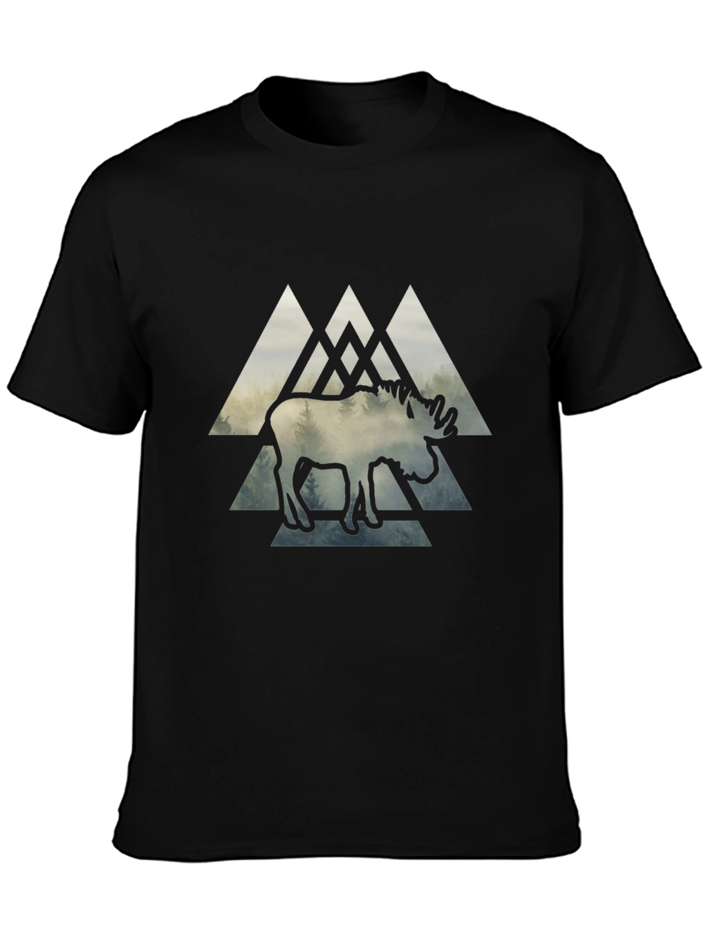 Moose Graphic Print Black T-Shirt
