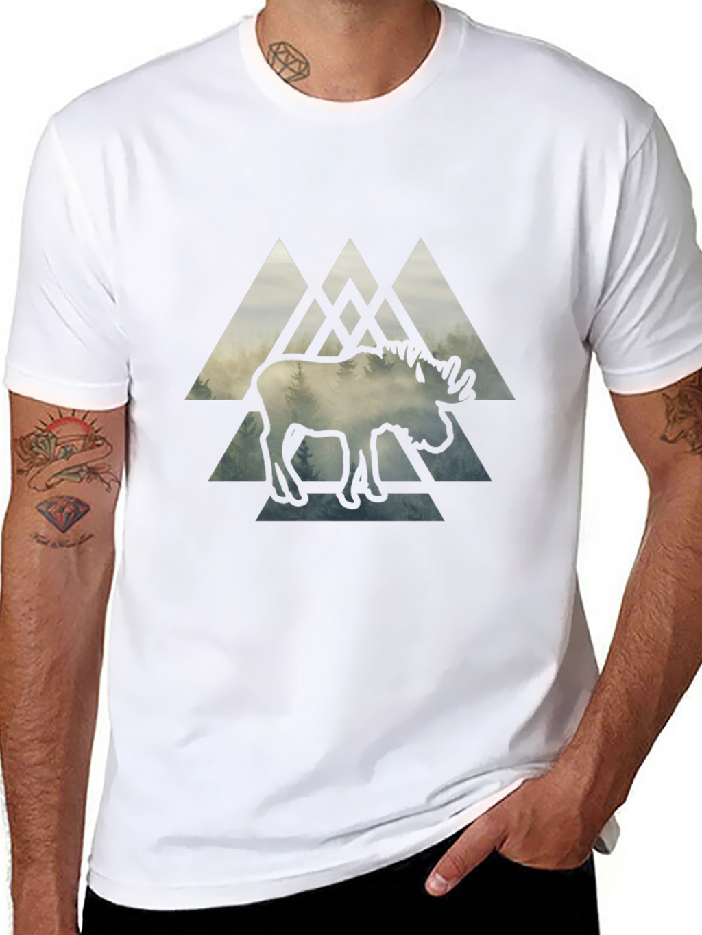 Moose Graphic Print Black T-Shirt