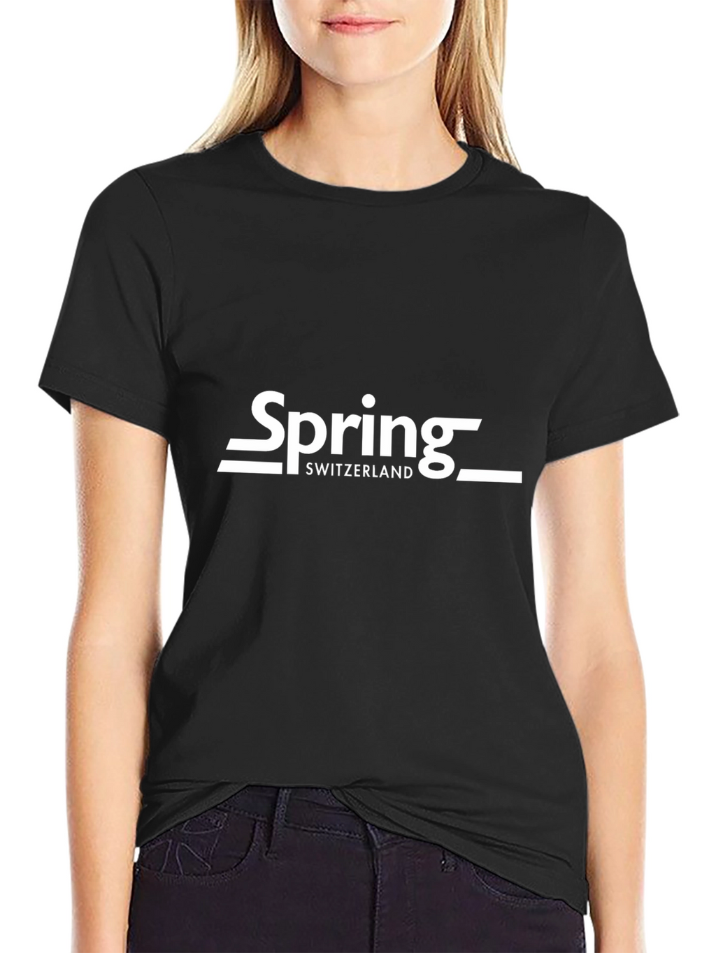 Spring Switzerland Black Graphic T-Shirt