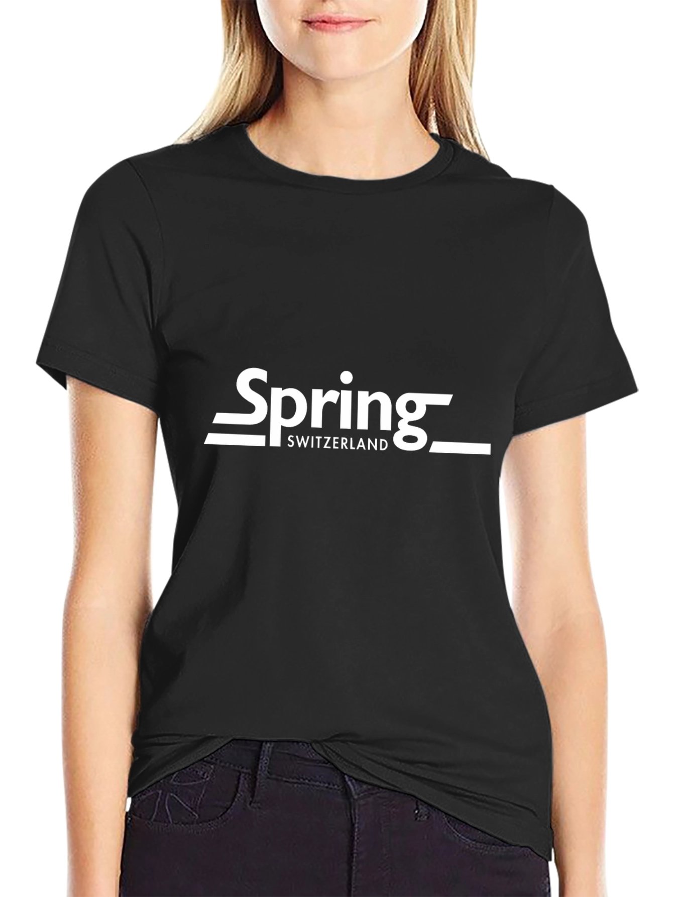 Spring Switzerland Black Graphic T-Shirt