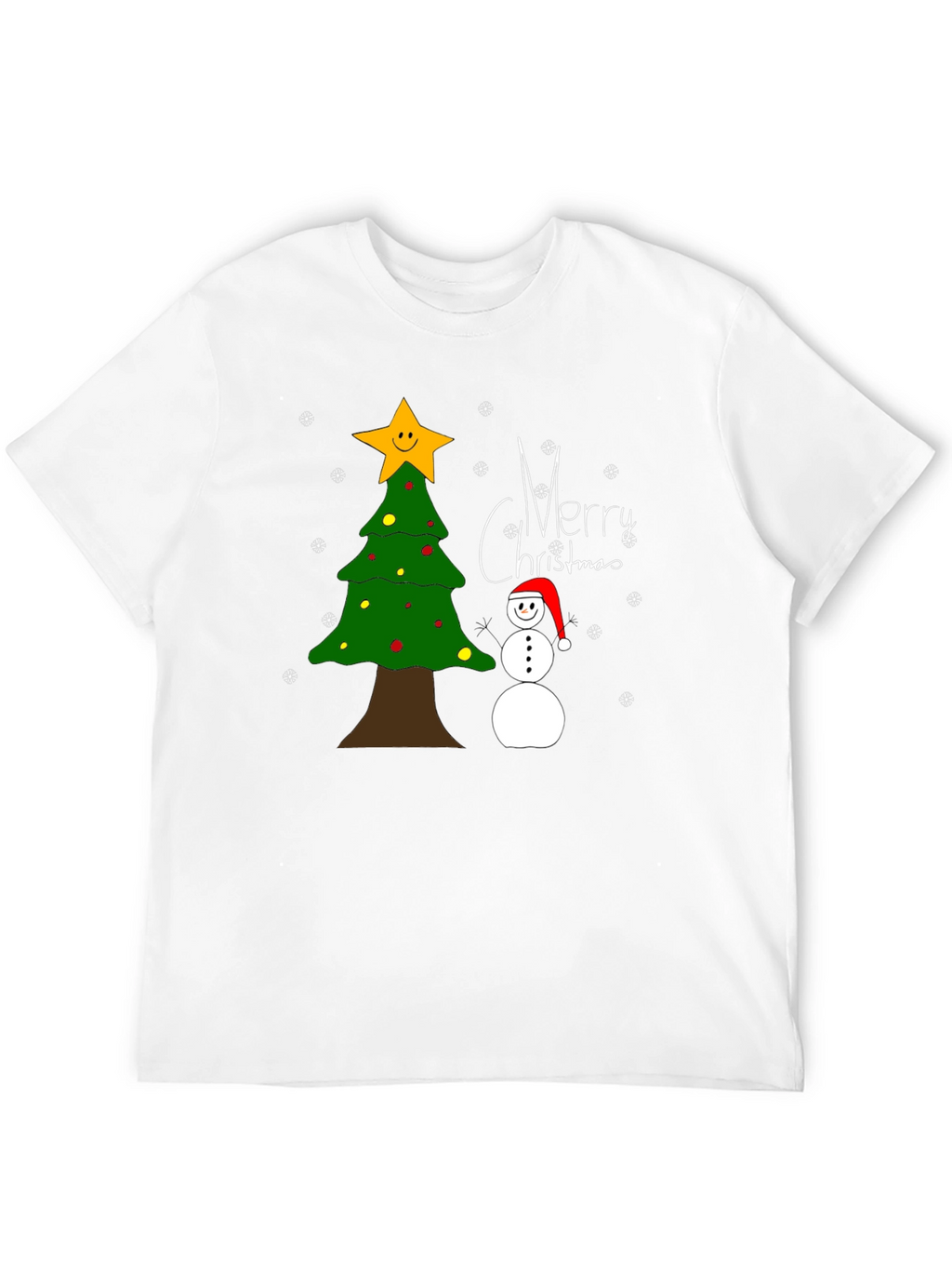 Festive Christmas T-Shirt with Tree and Snowman
