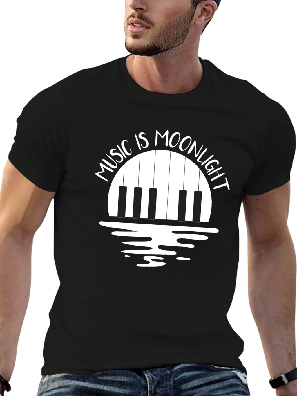 Music is Moonlight Piano Graphic T-Shirt