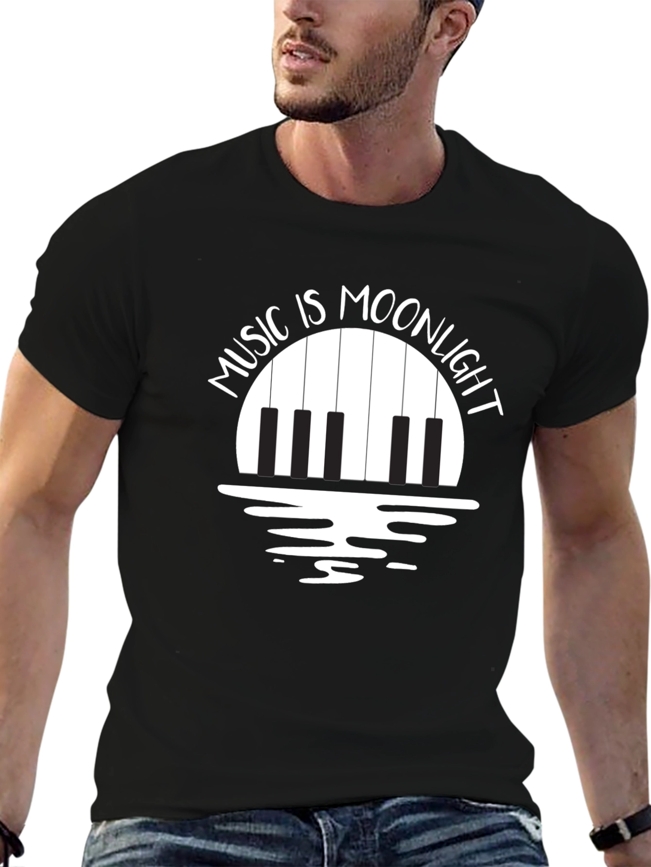 Music is Moonlight Piano Graphic T-Shirt