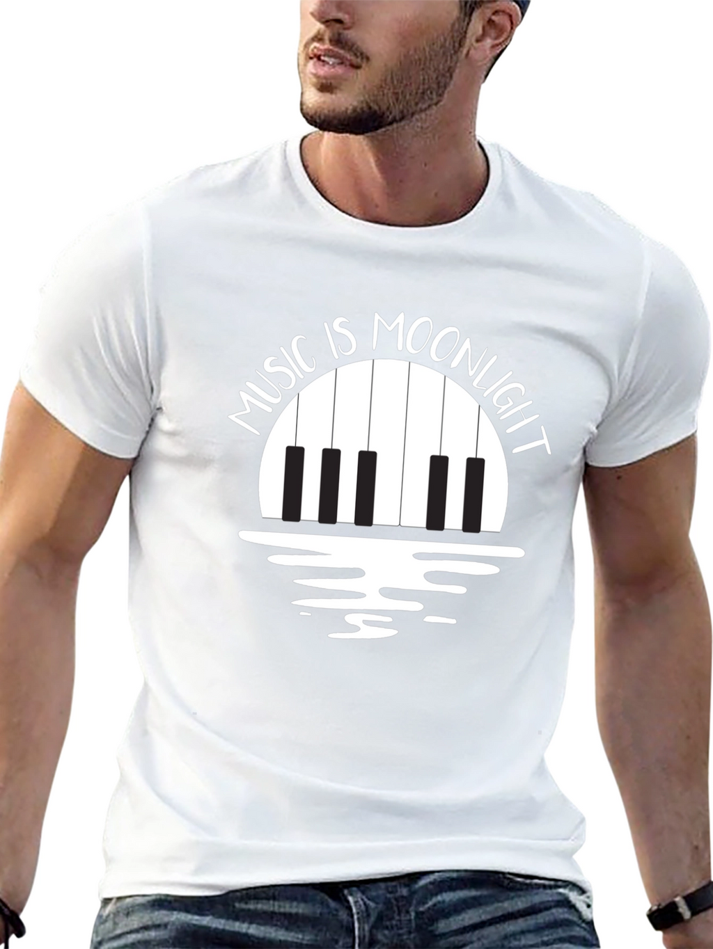 Music is Moonlight Piano Graphic T-Shirt