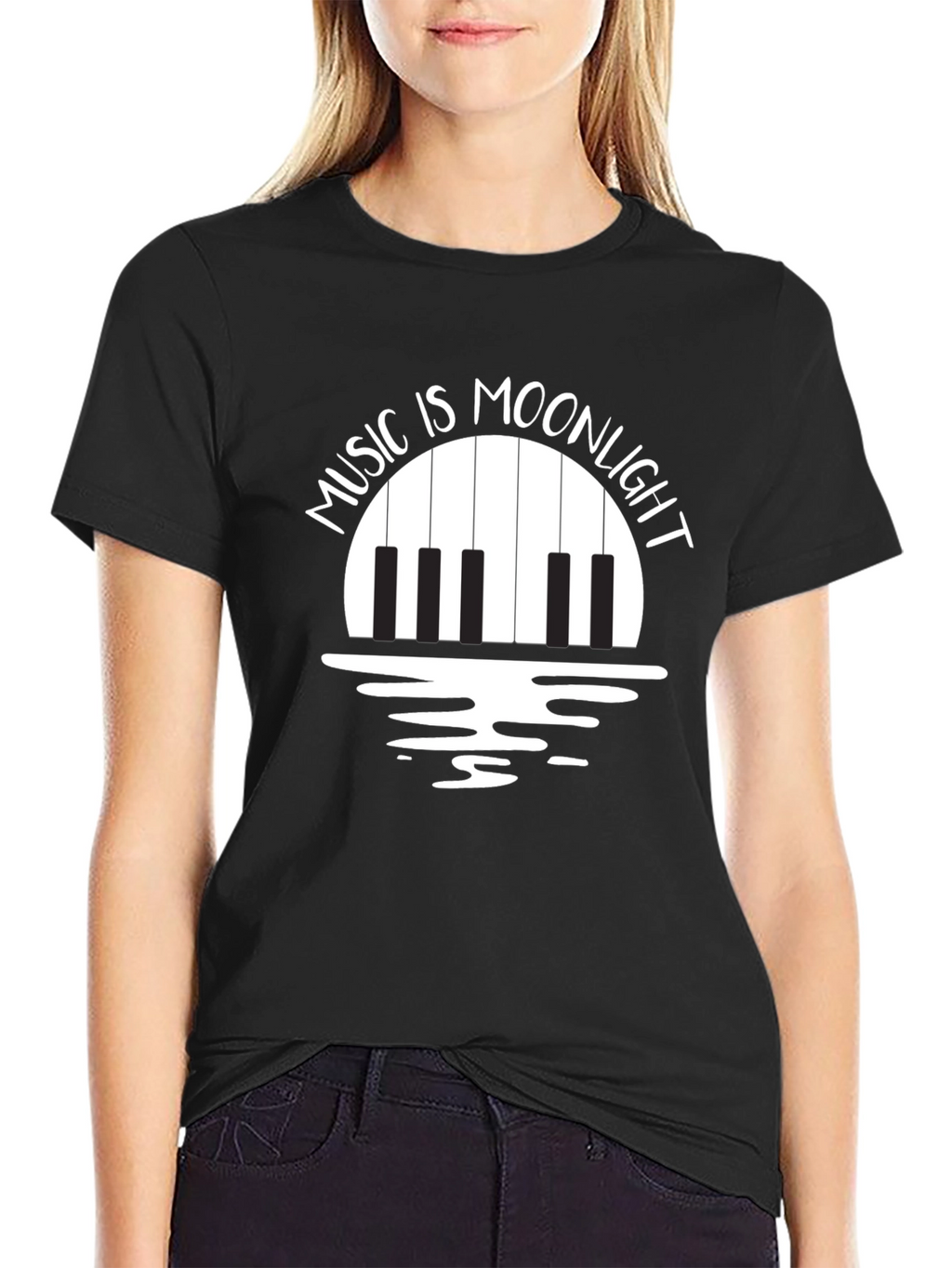 Music is Moonlight Piano Graphic T-Shirt