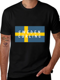 Sweden Curling Flag Graphic T-Shirt
