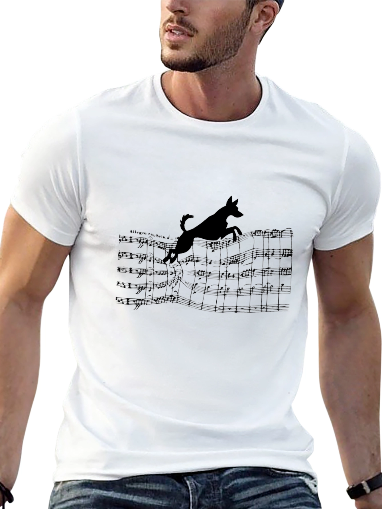 Dog Jumping Over Music Notes T-Shirt