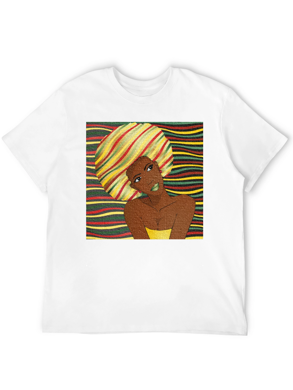 Stylish Afro Woman Graphic Tee - Black Cotton
