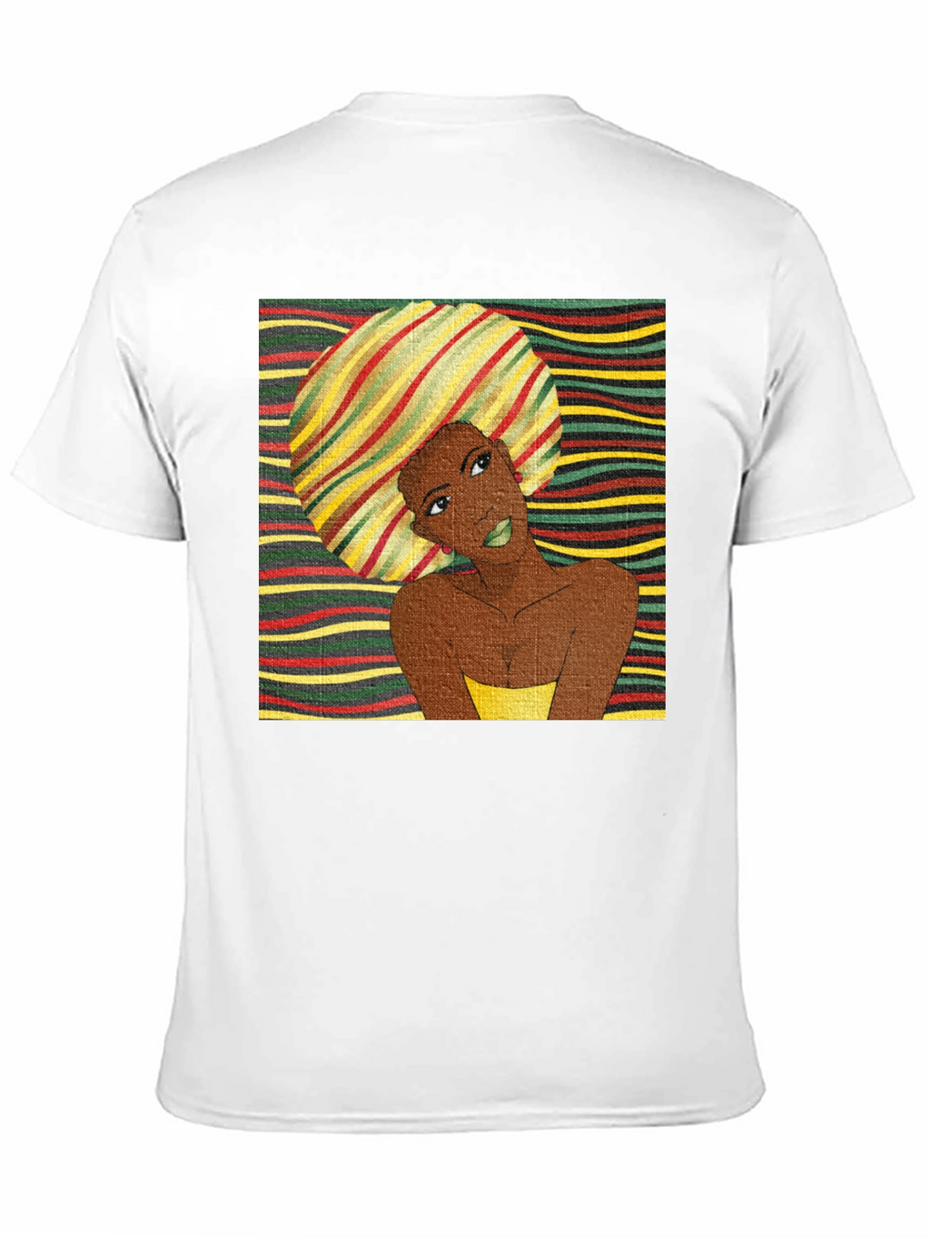 Stylish Afro Woman Graphic Tee - Black Cotton