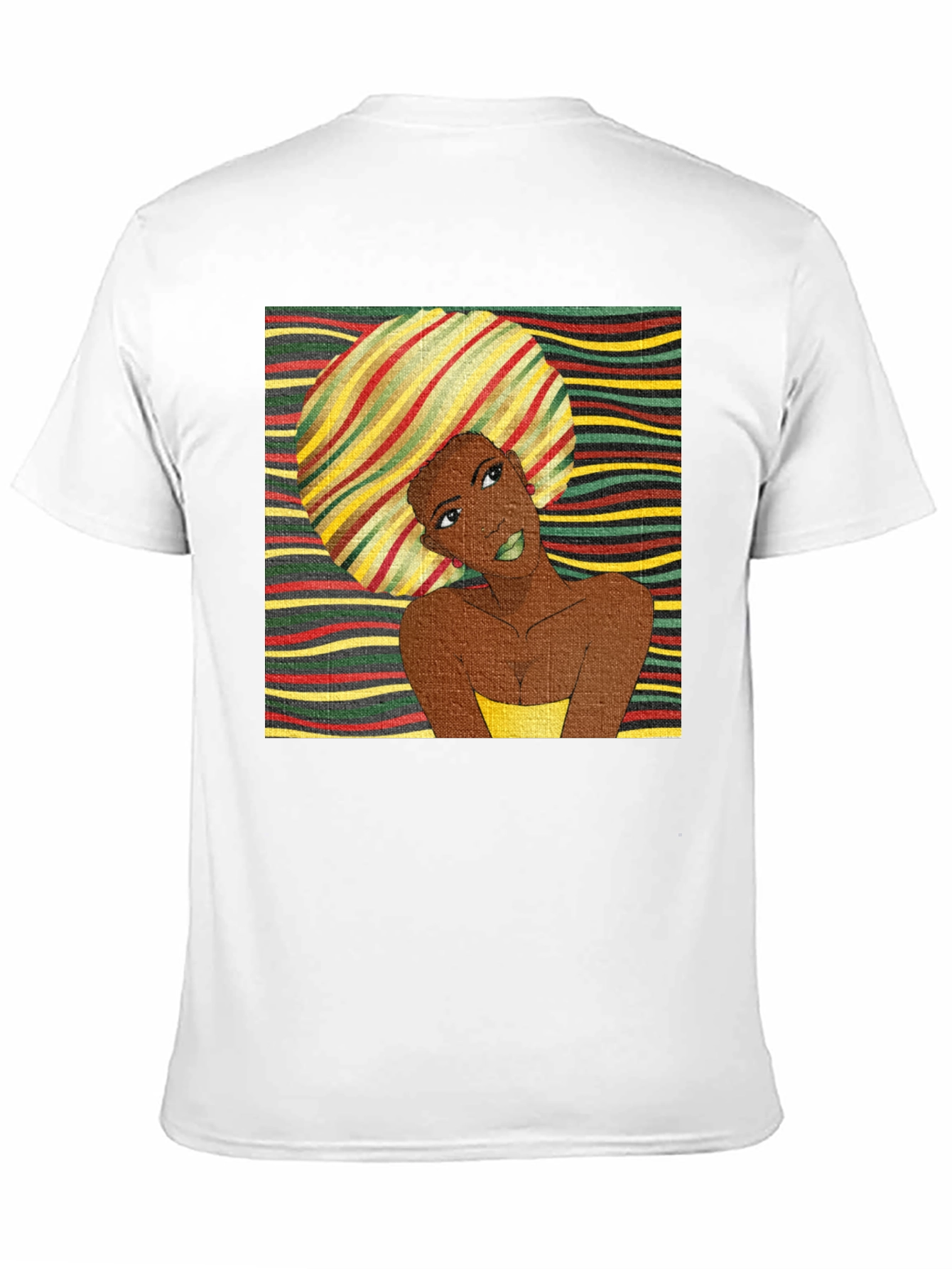 Stylish Afro Woman Graphic Tee - Black Cotton