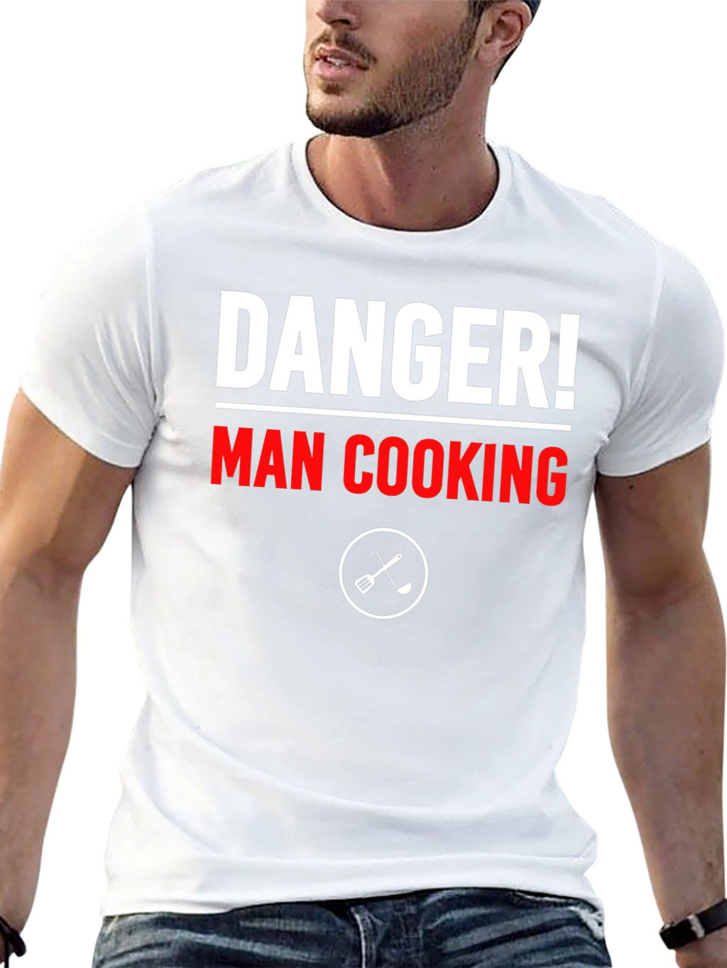 Danger! Man Cooking T-Shirt - Funny Chef Tee