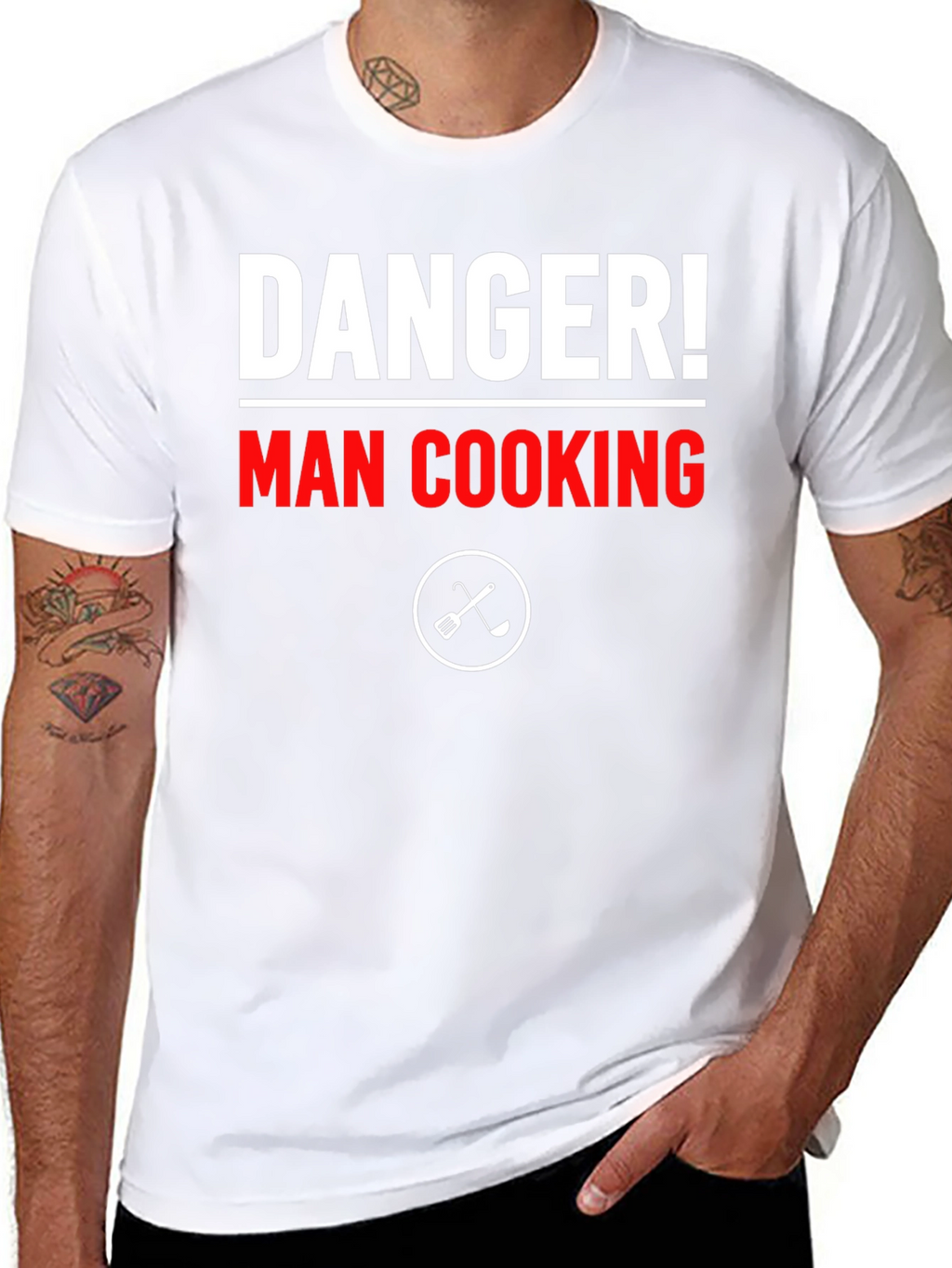 Danger! Man Cooking T-Shirt - Funny Chef Tee