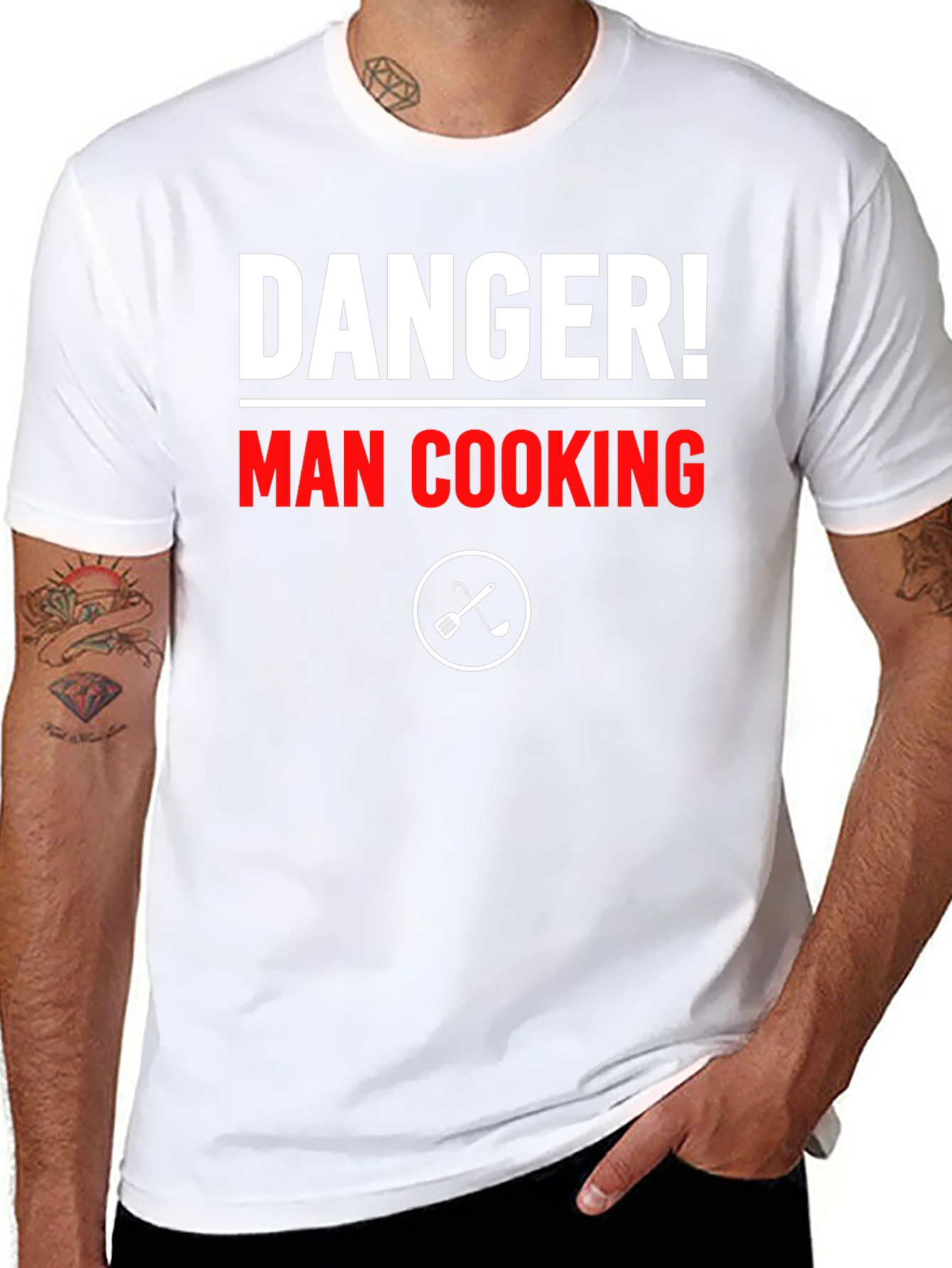 Danger! Man Cooking T-Shirt - Funny Chef Tee