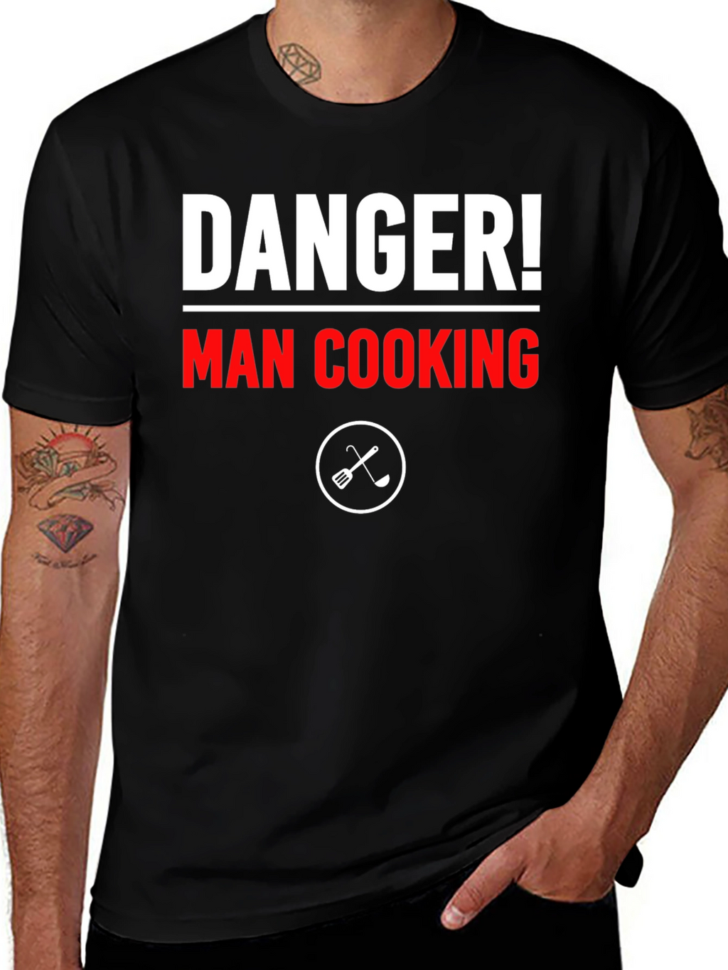 Danger! Man Cooking T-Shirt - Funny Chef Tee