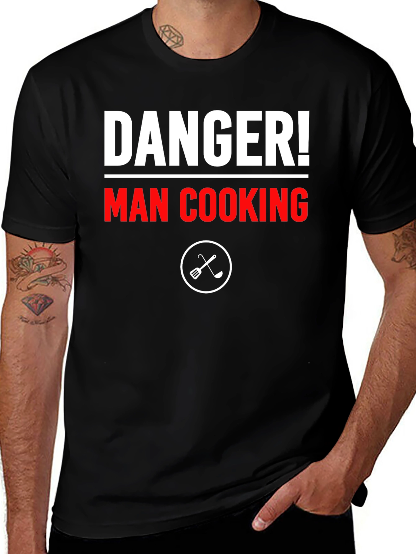 Danger! Man Cooking T-Shirt - Funny Chef Tee