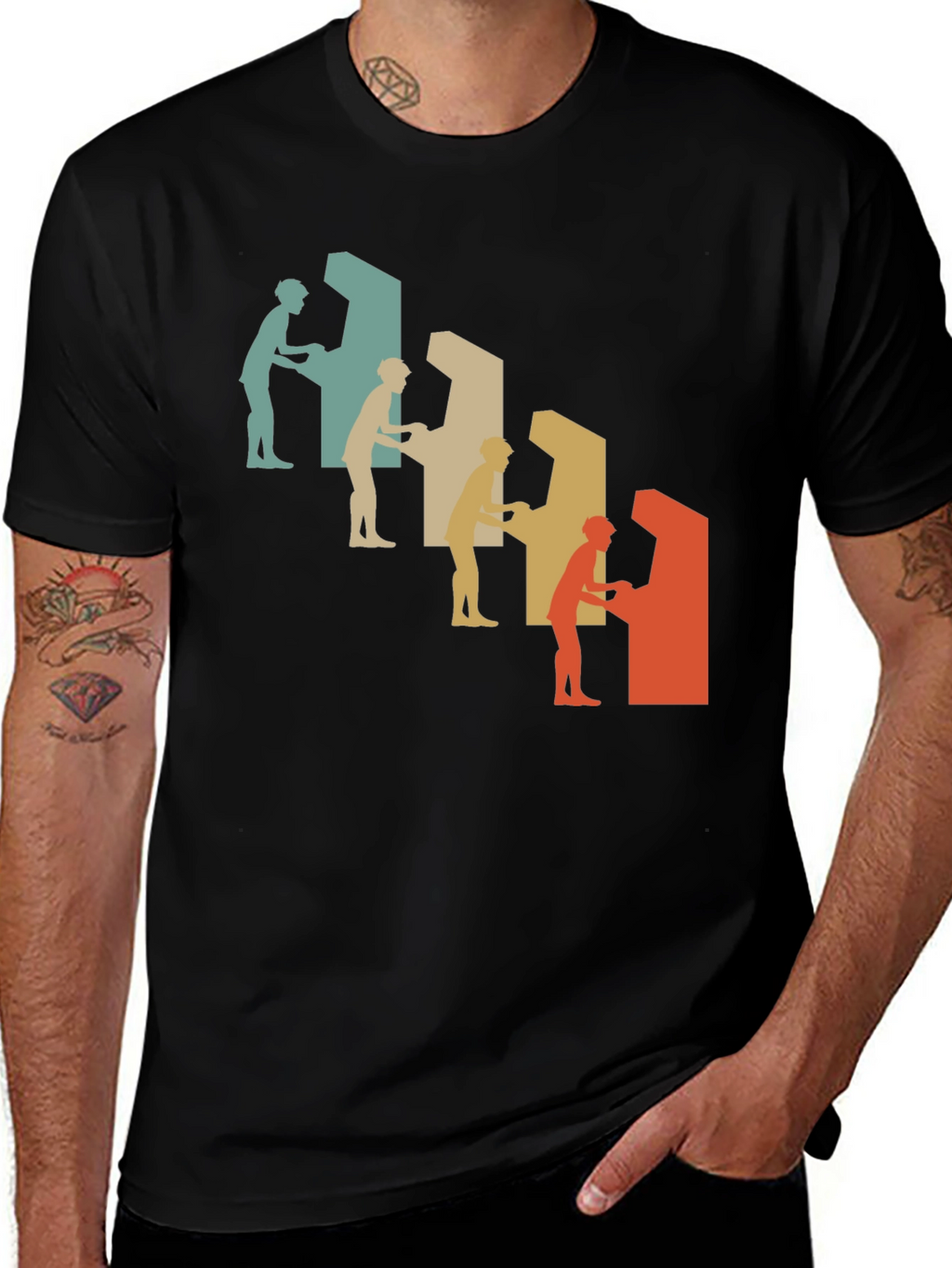 Retro Arcade Gamer Graphic Tee - Black