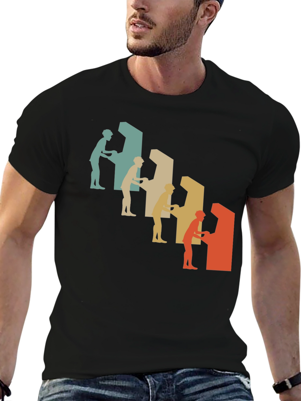 Retro Arcade Gamer Graphic Tee - Black