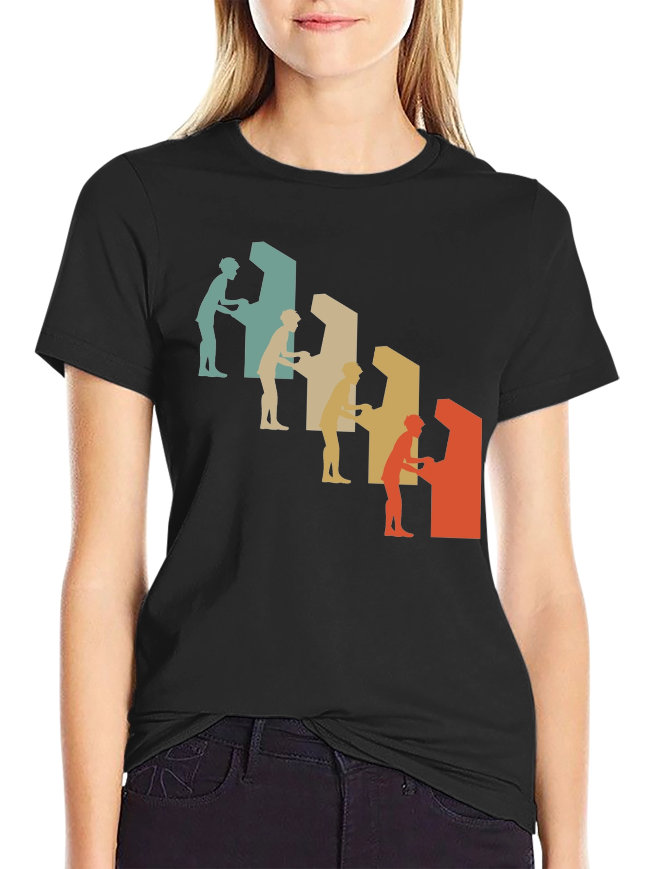 Retro Arcade Gamer Graphic Tee - Black