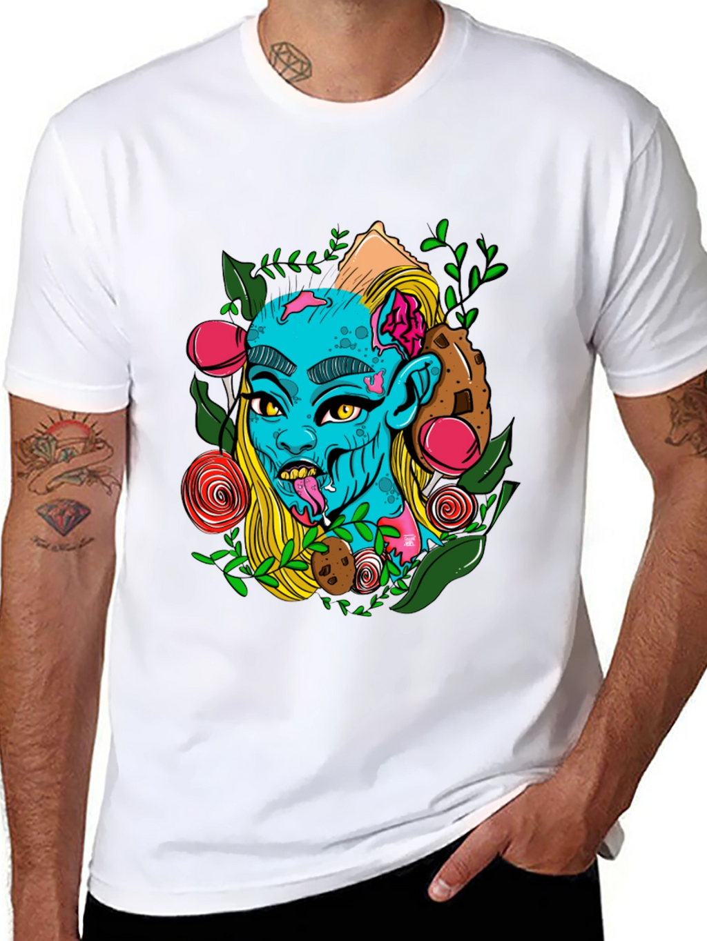 Zombie Girl Graphic Print Black T-Shirt