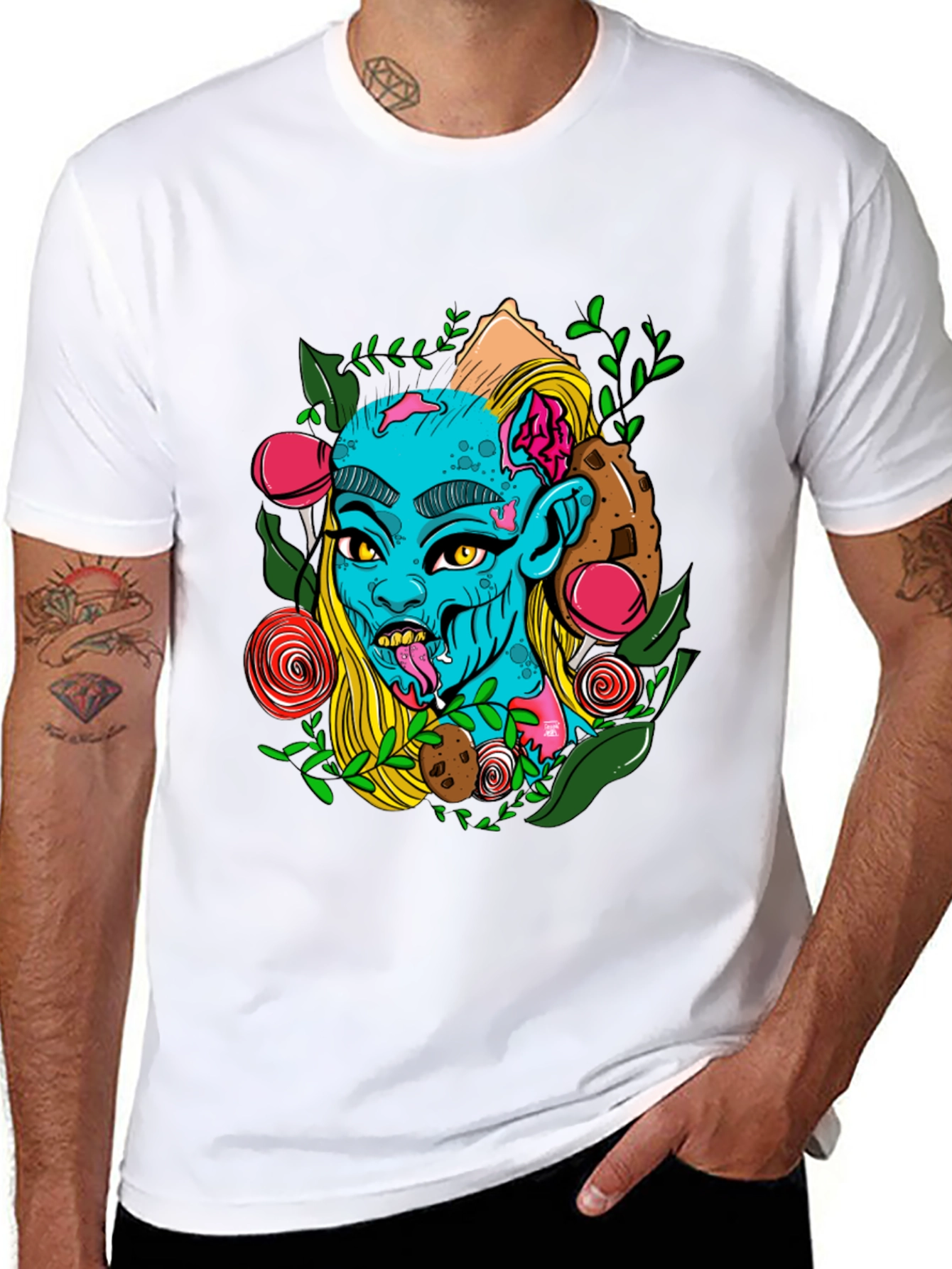 Zombie Girl Graphic Print Black T-Shirt