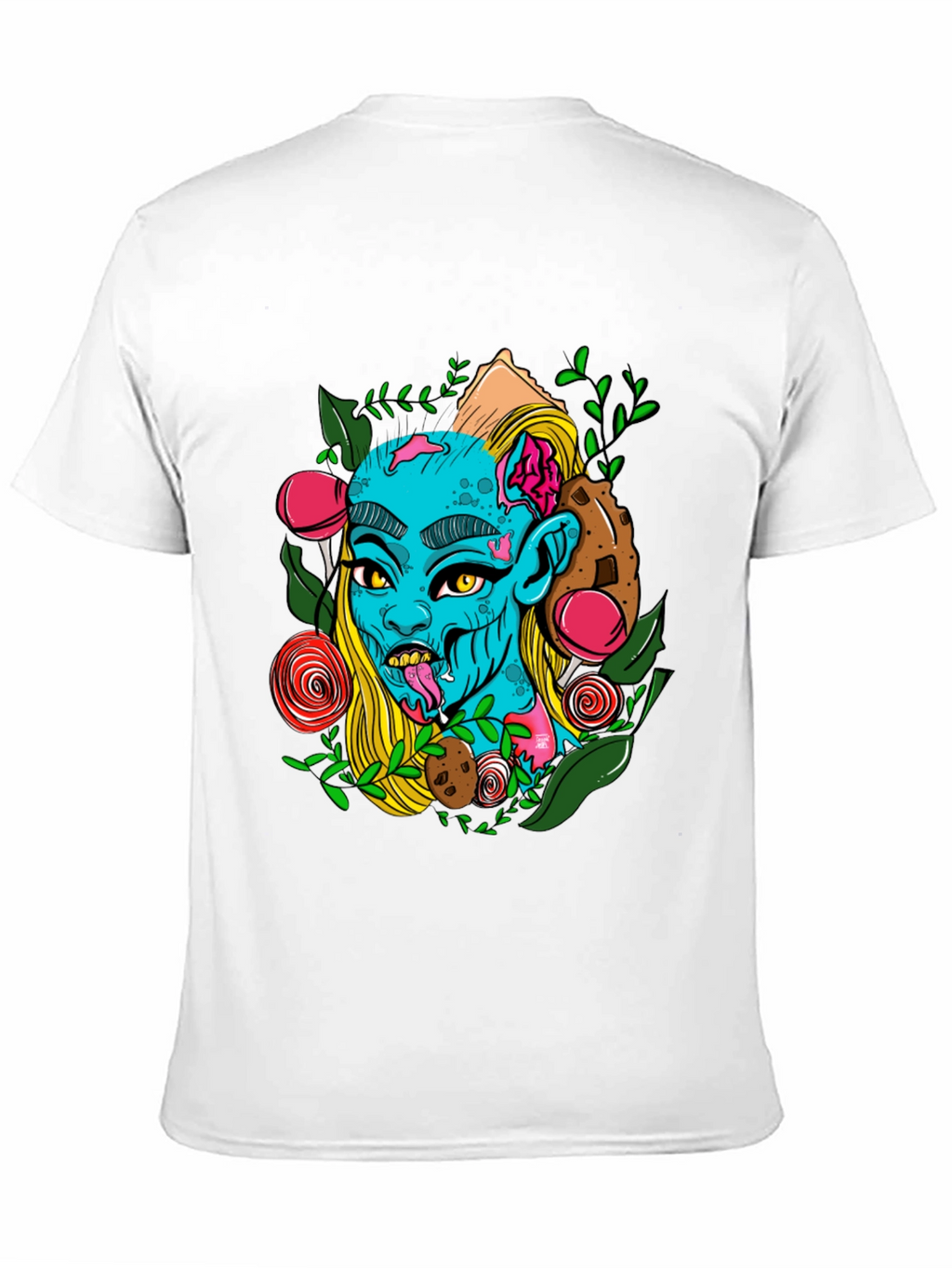 Zombie Girl Graphic Print Black T-Shirt