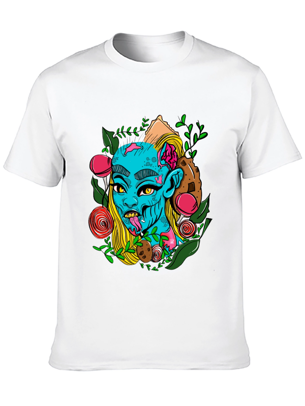 Zombie Girl Graphic Print Black T-Shirt