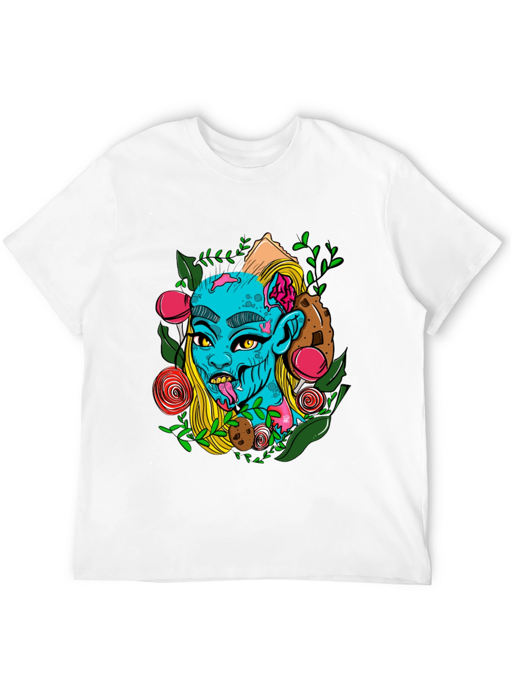 Zombie Girl Graphic Print Black T-Shirt