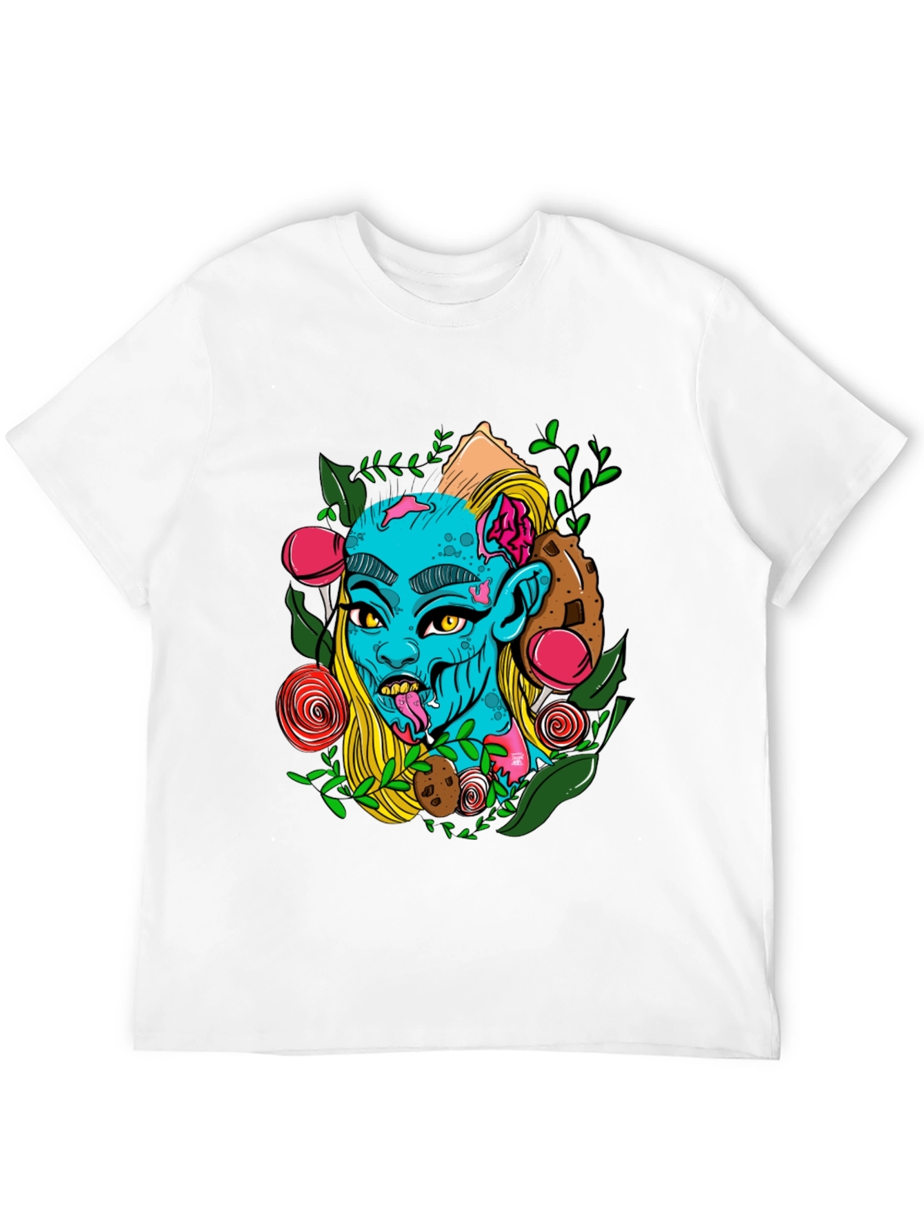 Zombie Girl Graphic Print Black T-Shirt