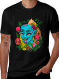Zombie Girl Graphic Print Black T-Shirt