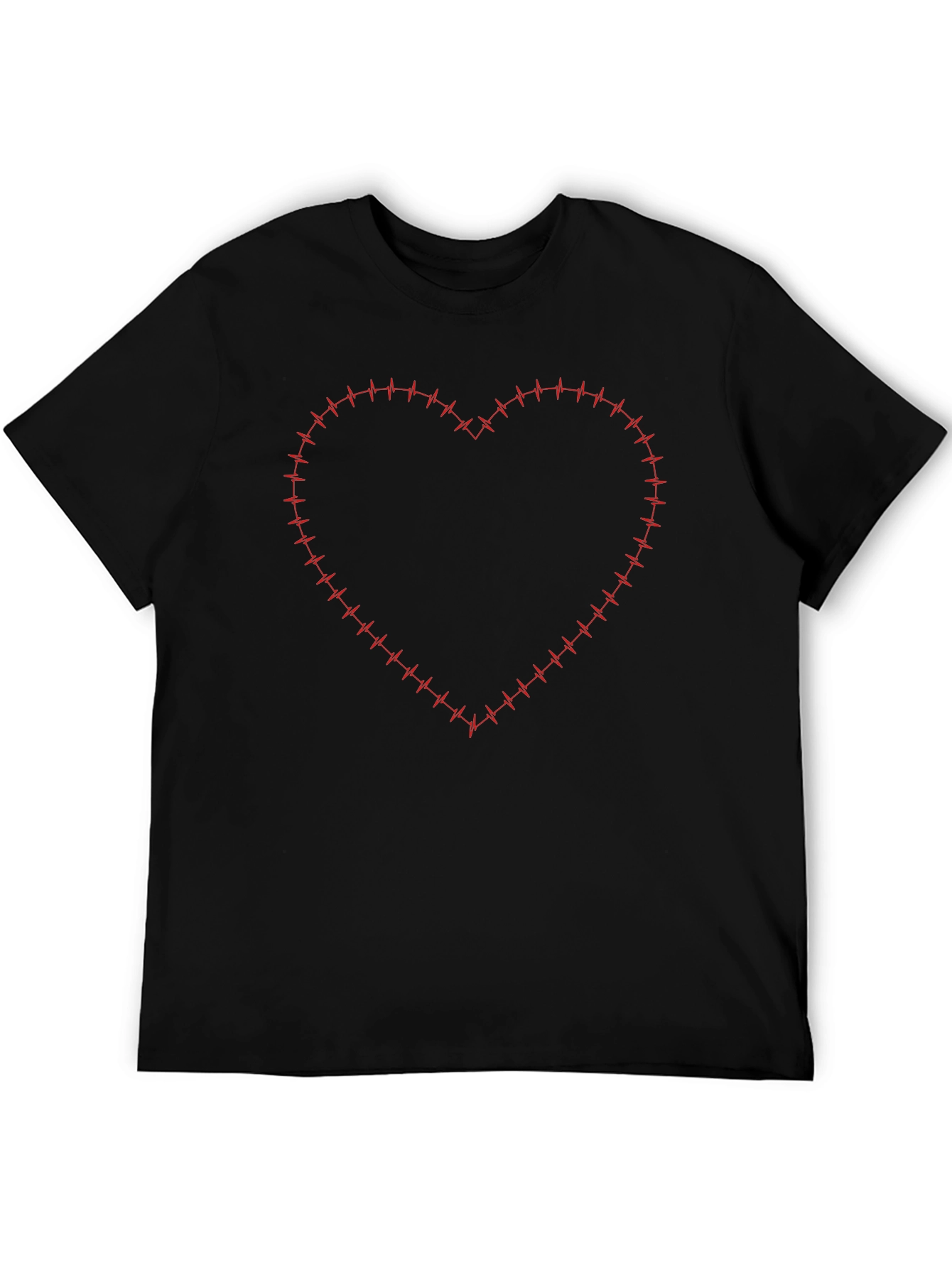 Heartbeat Heart Graphic Tee - Stylish Black T-Shirt