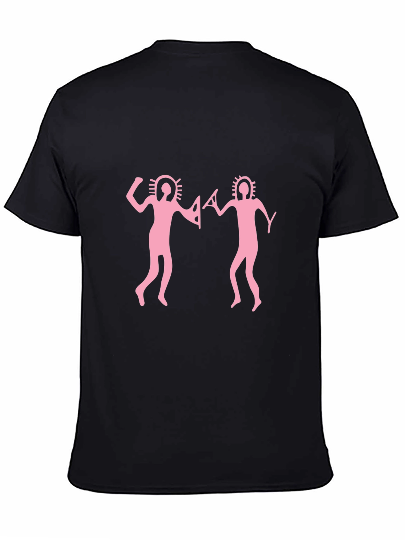 Pink Rock Art Mens Black T-Shirt