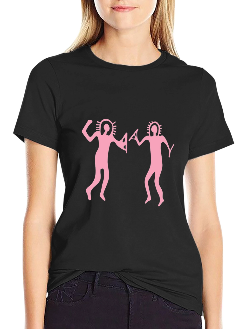 Pink Rock Art Mens Black T-Shirt