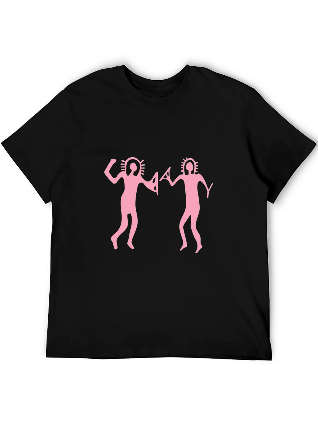 Pink Rock Art Mens Black T-Shirt